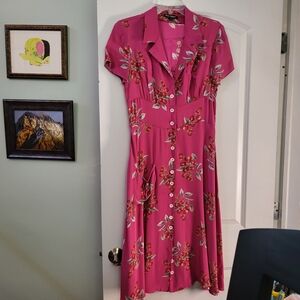 Floral Pink Button-Up Dress